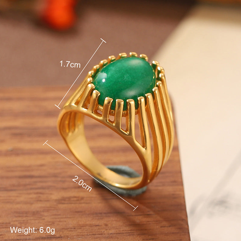 Natural stone geometric ring