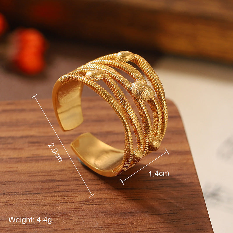 Natural stone geometric ring