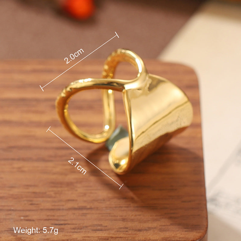 Natural stone geometric ring