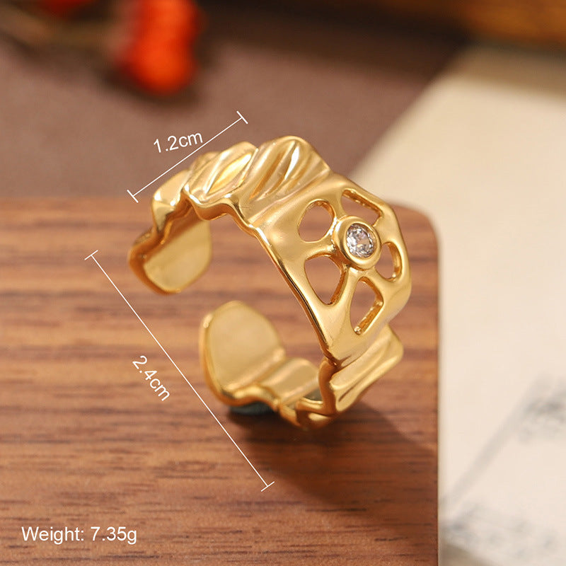 Natural stone geometric ring