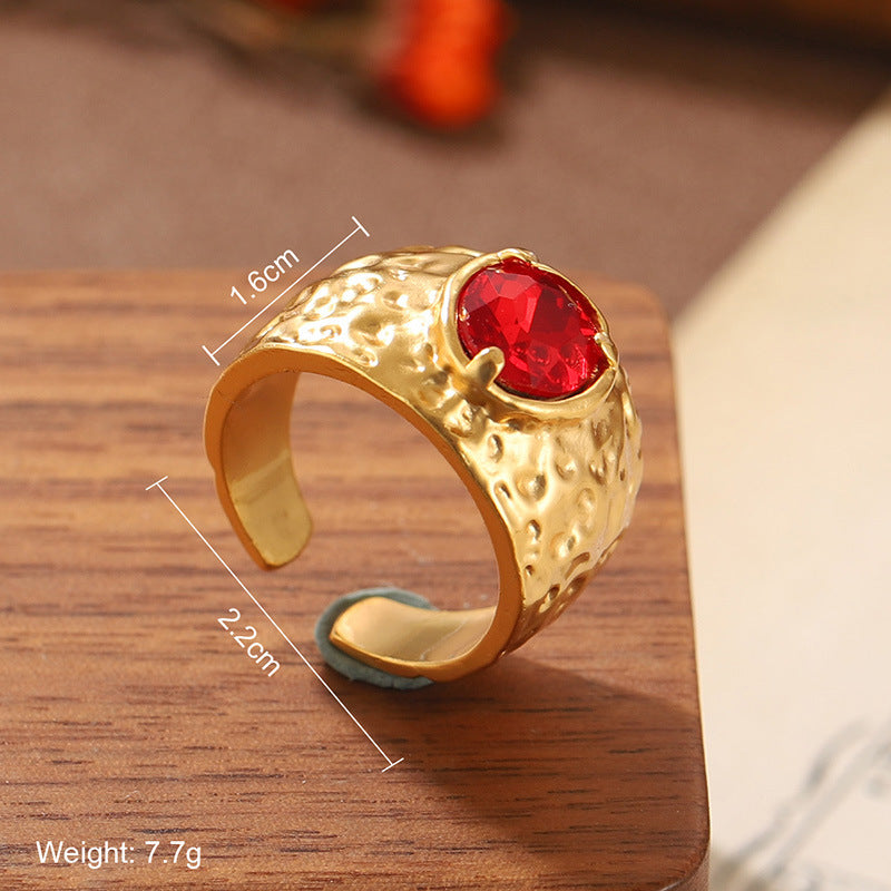 Natural stone geometric ring
