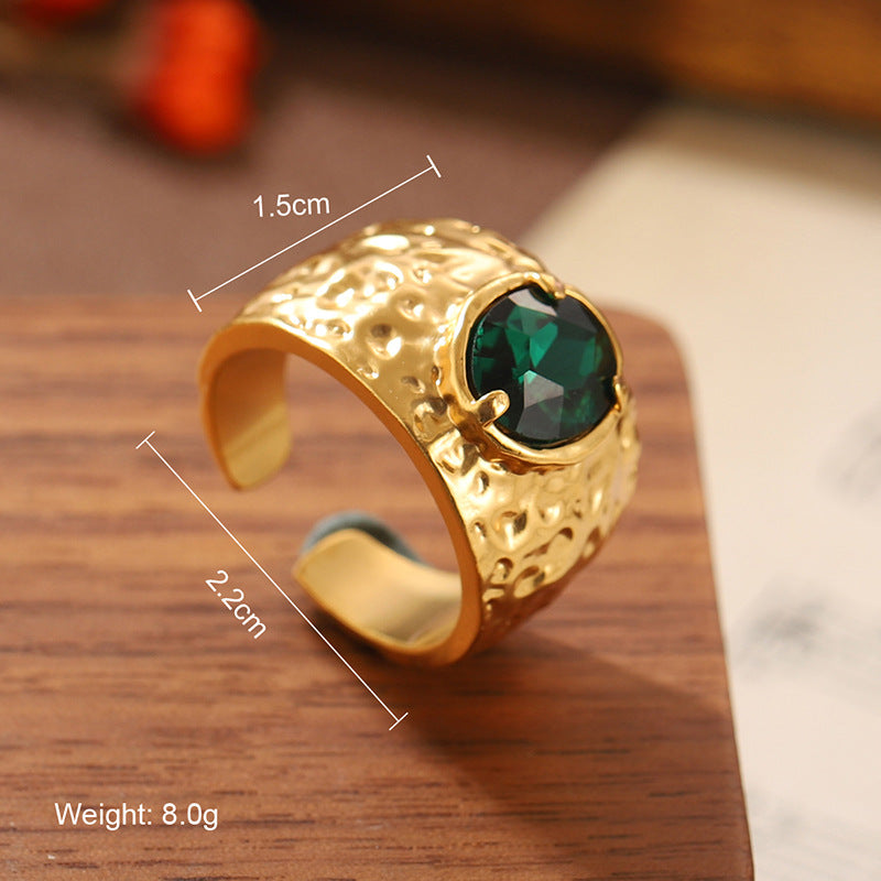 Natural stone geometric ring