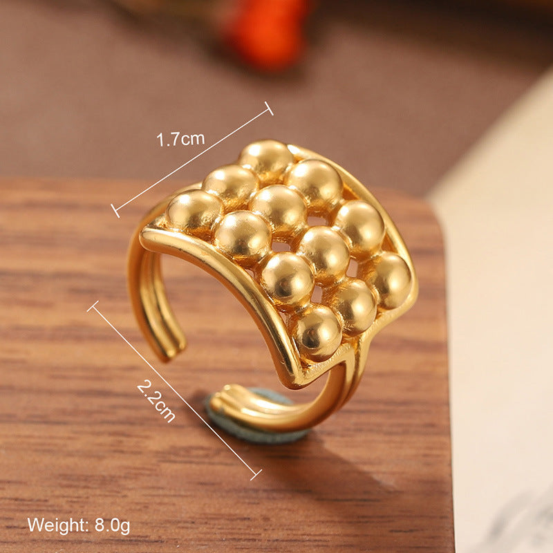 Natural stone geometric ring