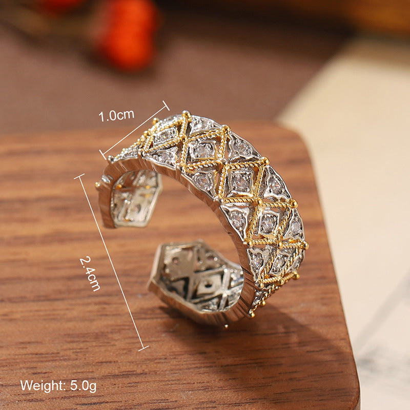 Natural stone geometric ring