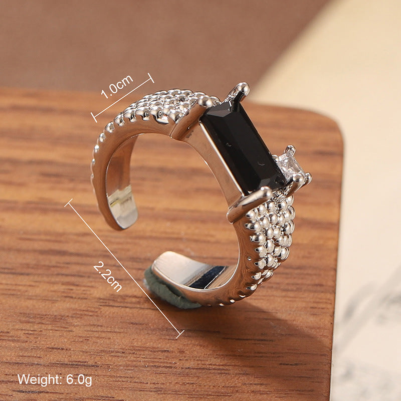 Natural stone geometric ring