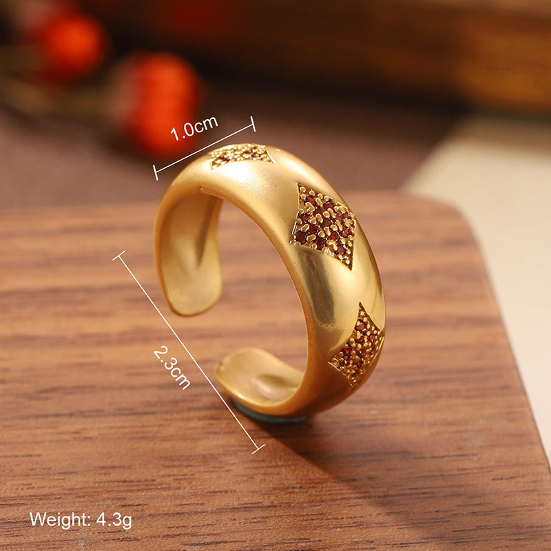 Natural stone geometric ring