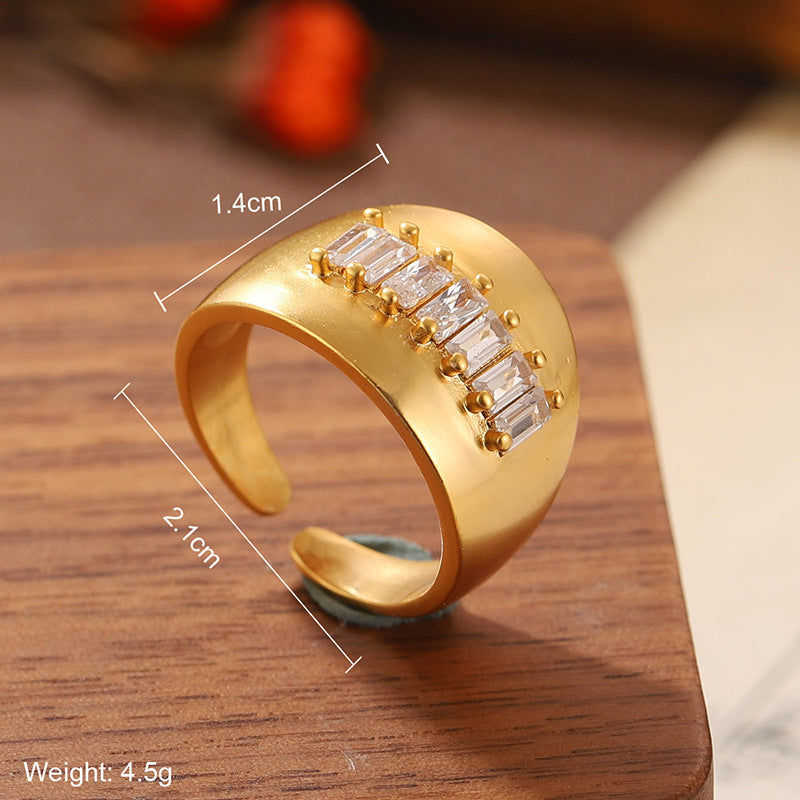 Natural stone geometric ring