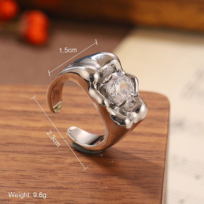 Natural stone geometric ring