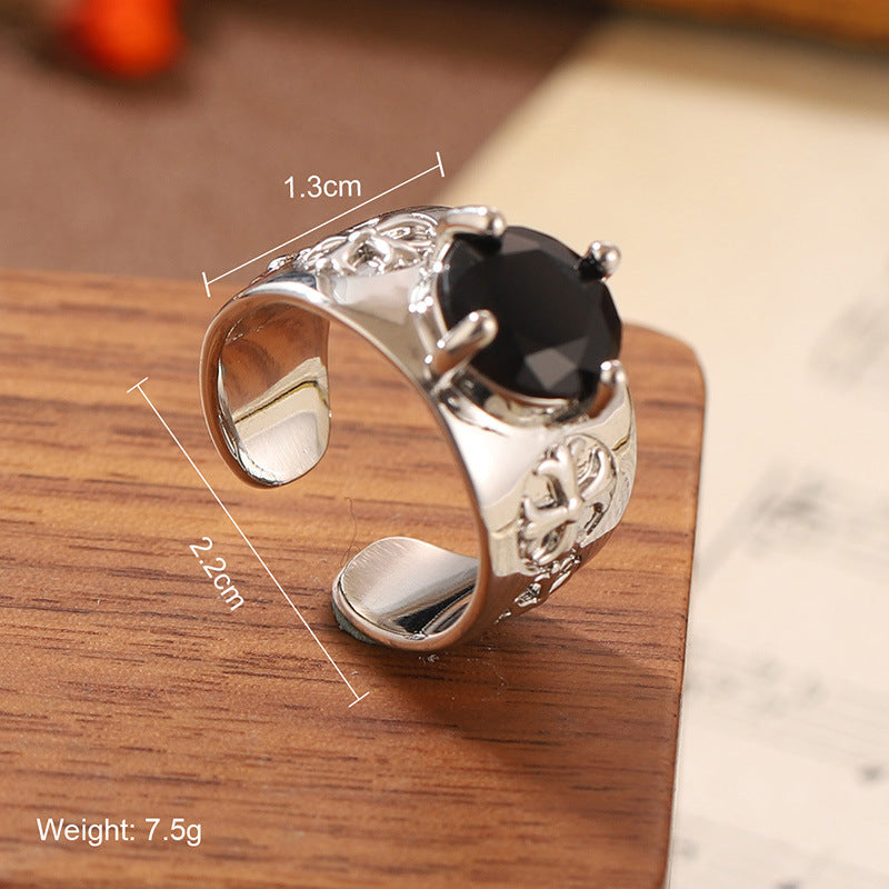 Natural stone geometric ring