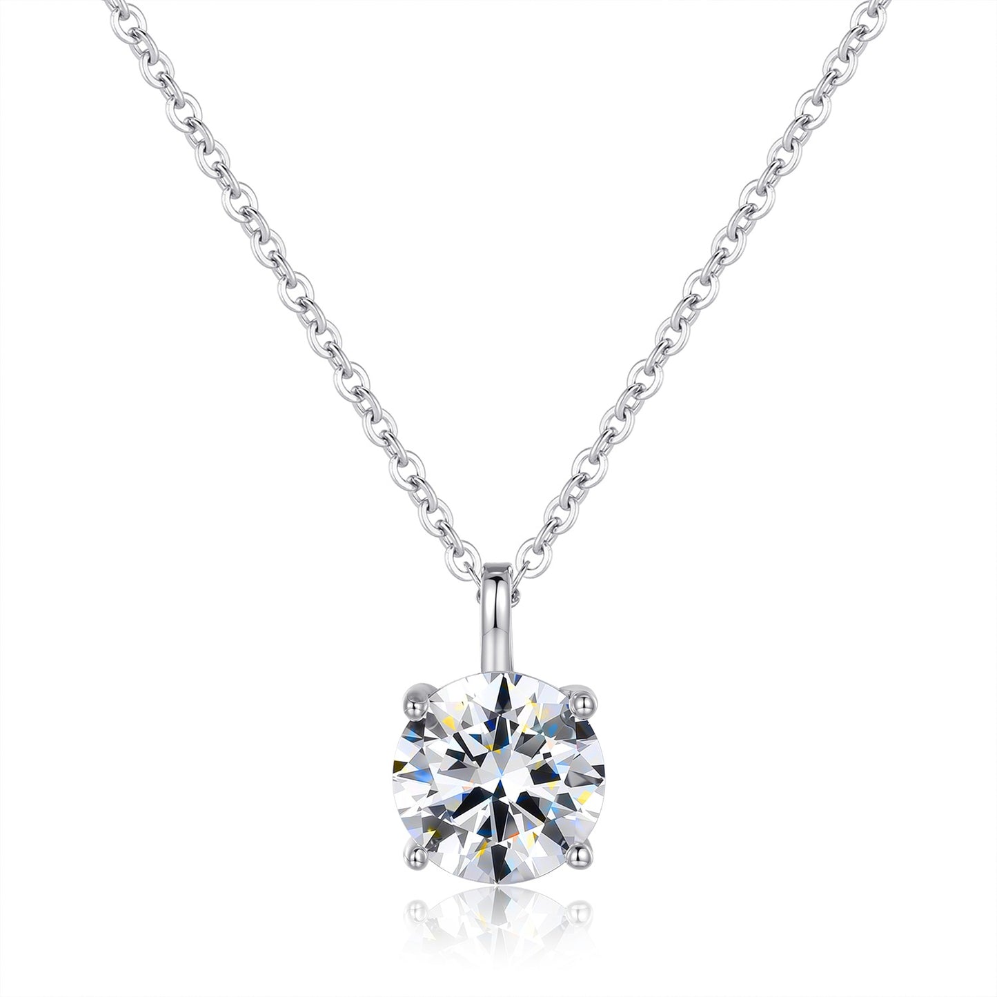 Sterling silver drops of love Mosan stone necklace one carat and two carats