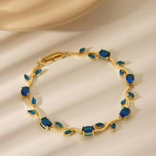 Branches and leaves tourmaline colored gemstones Candy-colored Lily of the Valley bracelet