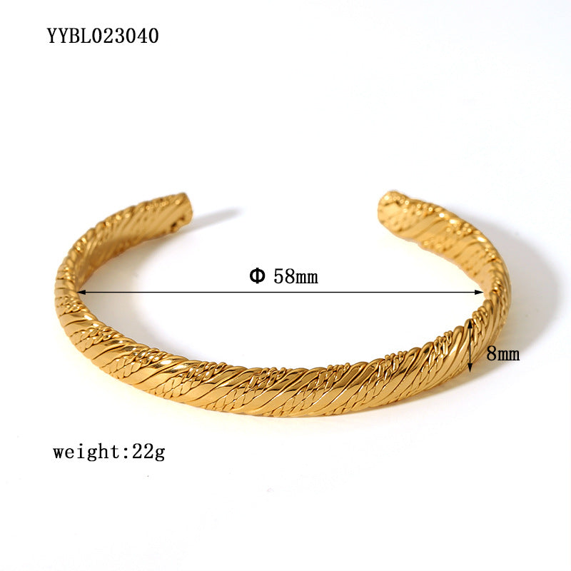 Stainless steel knotted bracelet colorfast 18K gold-plated titanium steel