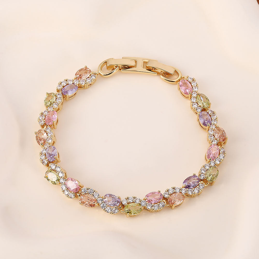 High quality zircon flower oval bracelet