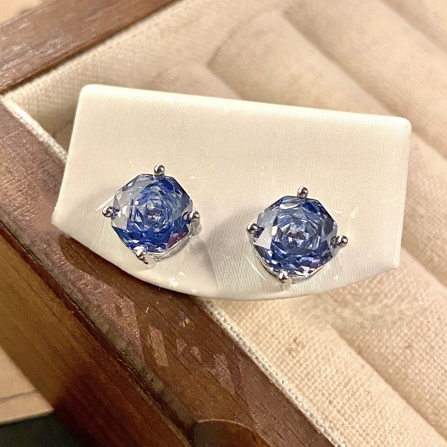 Rose blue high carbon diamond necklace ring earrings set