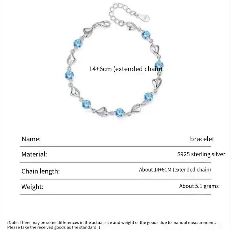 S925 sterling silver in the heart of the sea zircon heart bracelet