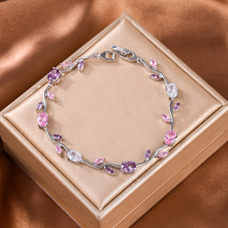 Branches and leaves tourmaline colored gemstones Candy-colored Lily of the Valley bracelet