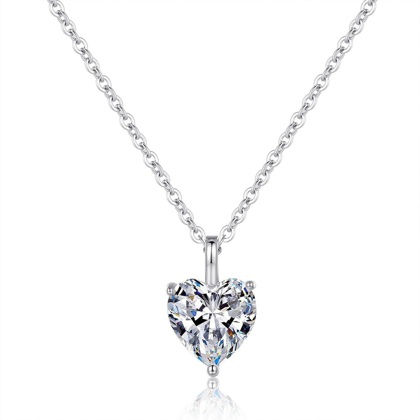 Sterling silver drops of love Mosan stone necklace one carat and two carats