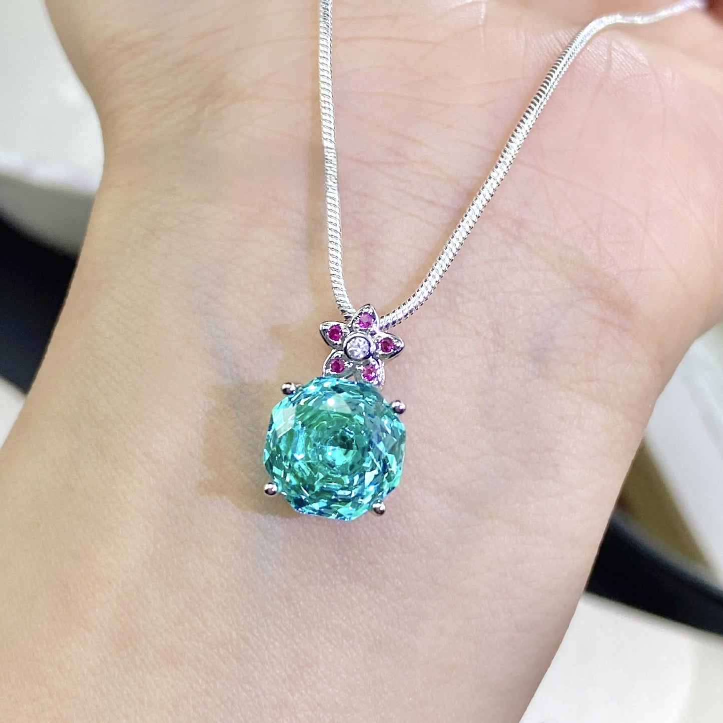 Octagonal rose bracelet necklace earrings ring set