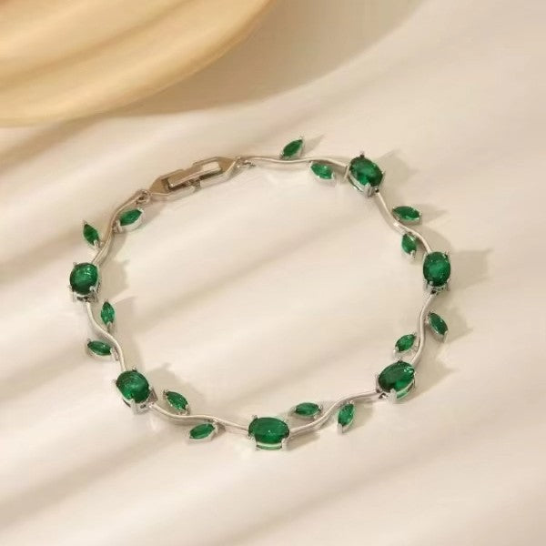 Branches and leaves tourmaline colored gemstones Candy-colored Lily of the Valley bracelet