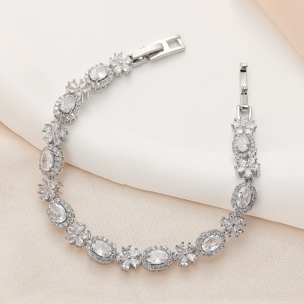 High quality zircon flower oval bracelet