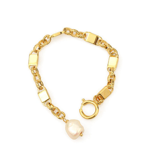 High color retention brass plating real gold natural real pearl bracelet