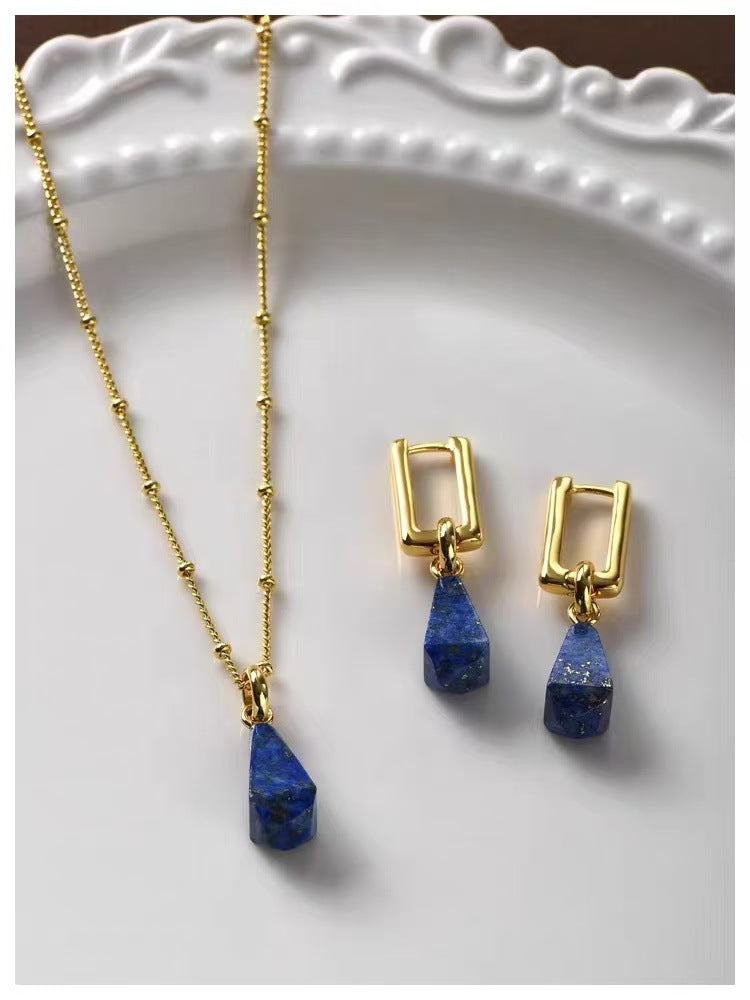 Natural lapis lazuli necklace earrings set