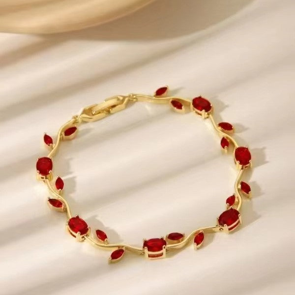 Branches and leaves tourmaline colored gemstones Candy-colored Lily of the Valley bracelet