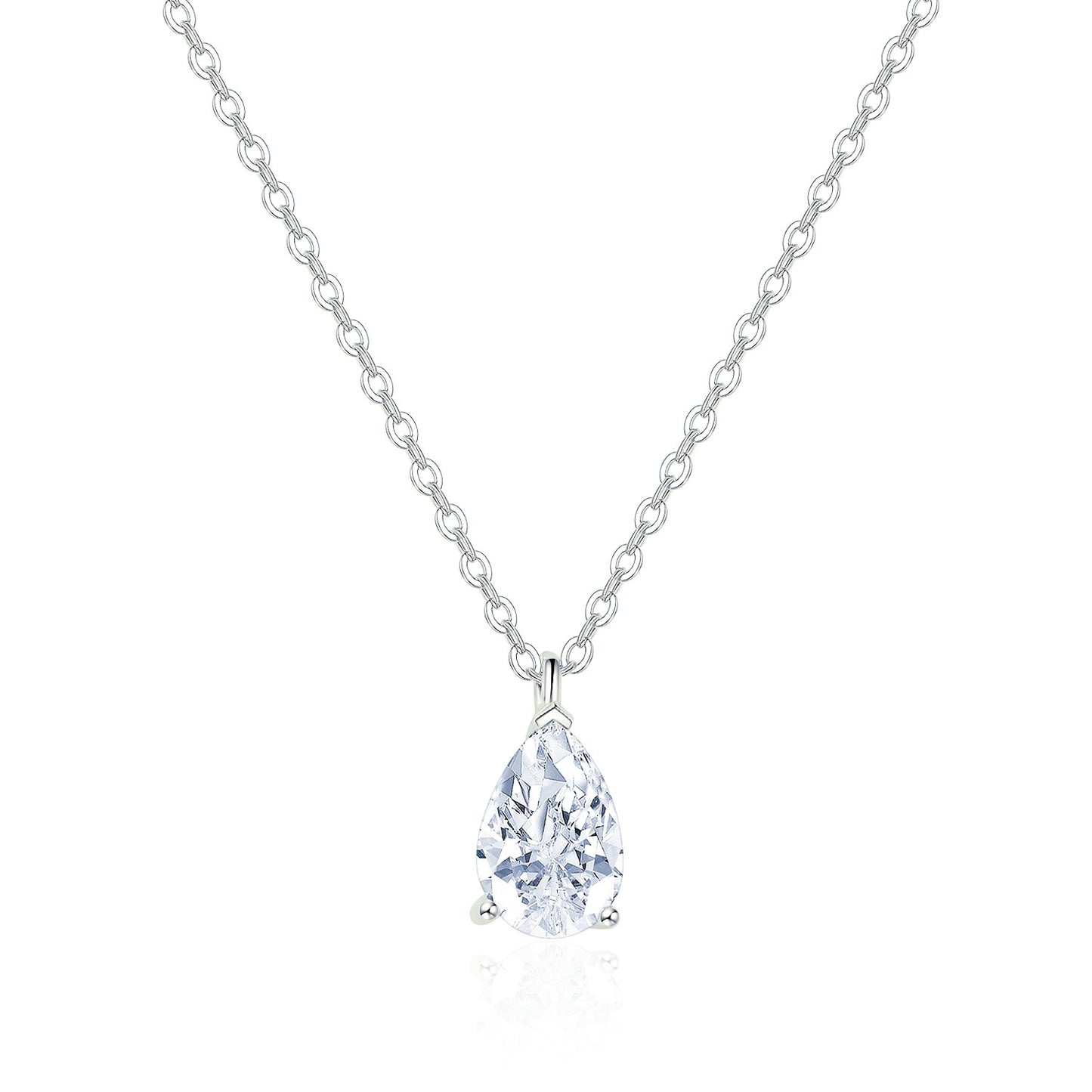 Sterling silver drops of love Mosan stone necklace one carat and two carats