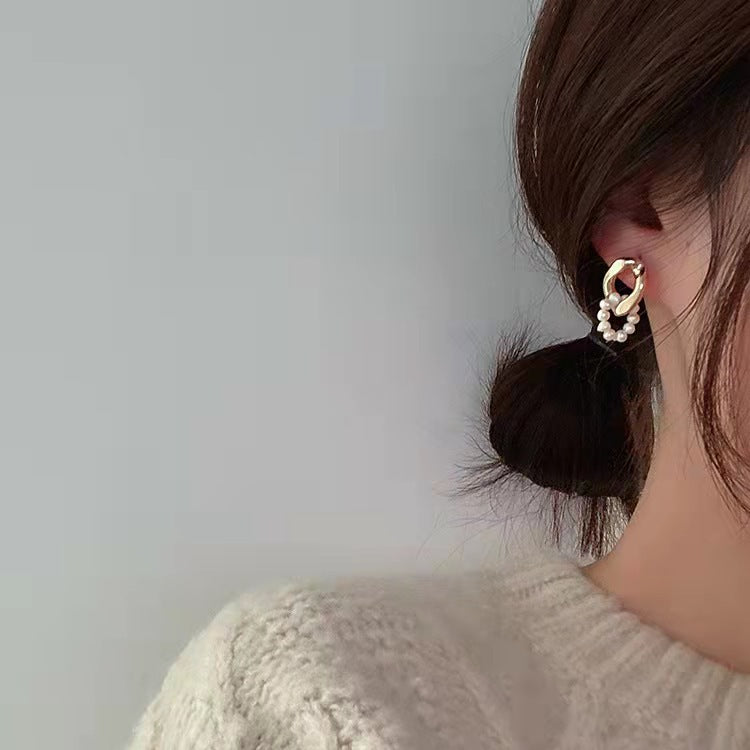 Natural freshwater pearl earrings S925 silver needle baroque irregular