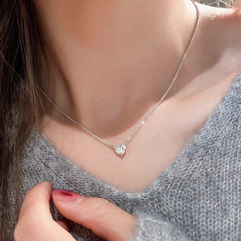 Sterling silver drops of love Mosan stone necklace one carat and two carats
