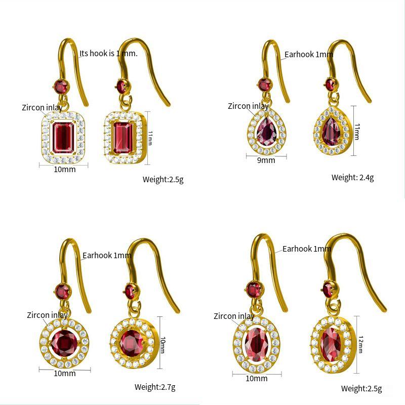 أقراط من الفولاذ المقاوم للصدأ عيار 18 قيراطًا مرصعة بالزركون، مصنوعة من الذهب والتيتانيوم