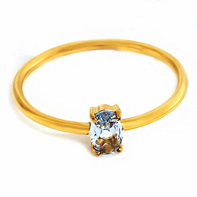 Stainless steel ring color zircon electroplating 18K gold.