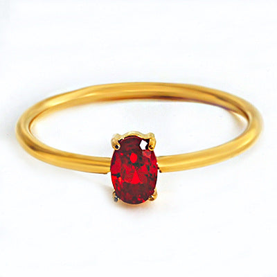 Stainless steel ring color zircon electroplating 18K gold.