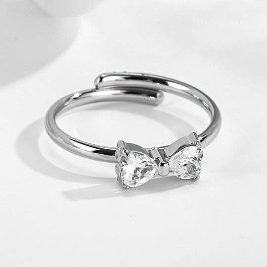 Stainless steel bow adjustable titanium ring does not fade