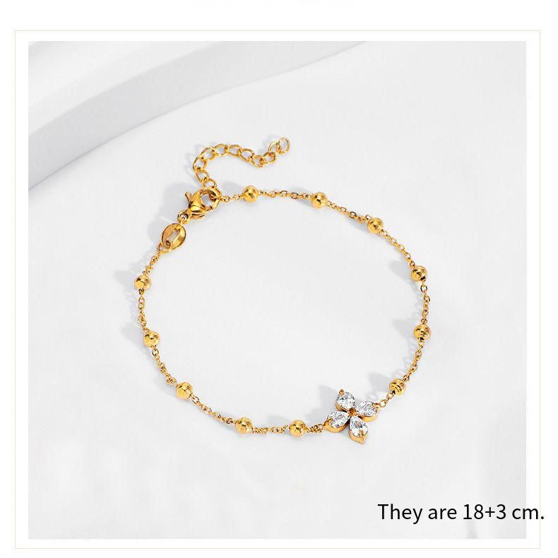 Zircon titanium steel colorfast bracelet necklace ring earrings jewelry set