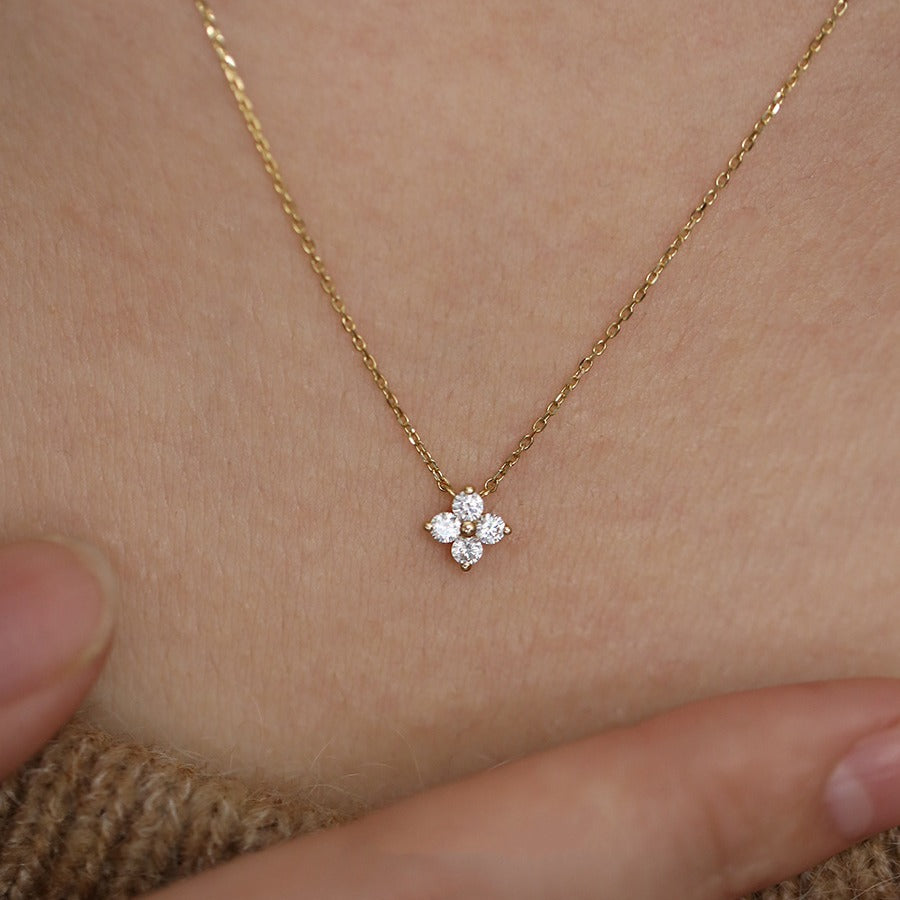S925 silver-plated 18K gold four-leaf clover necklace