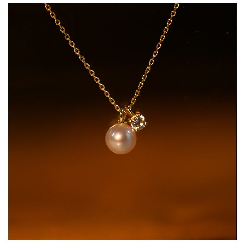 S925 Silver-plated 18K Gold Pearl Pearl Necklace