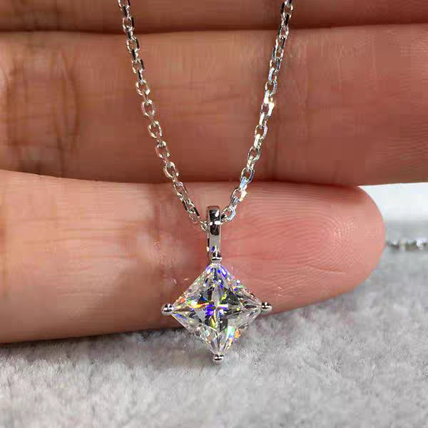 Sterling silver drops of love Mosan stone necklace one carat and two carats