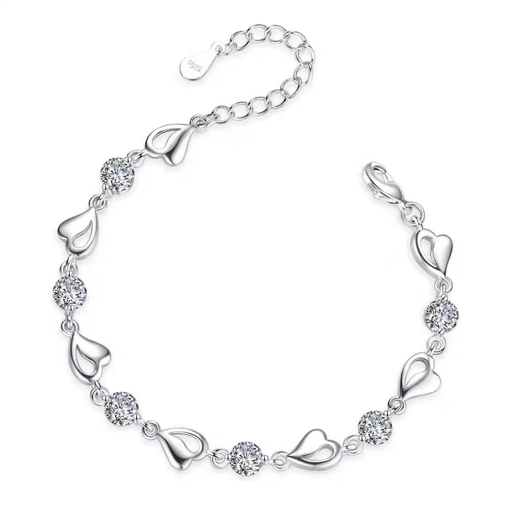 S925 sterling silver in the heart of the sea zircon heart bracelet