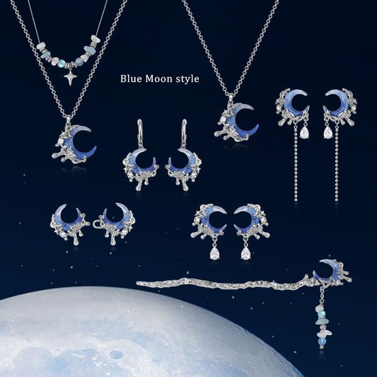 Blue moon necklace earrings