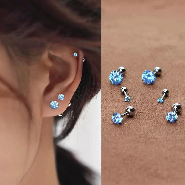 S999 Klein blue ear nail earrings