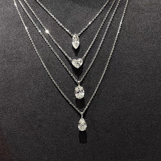 Sterling silver drops of love Mosan stone necklace one carat and two carats
