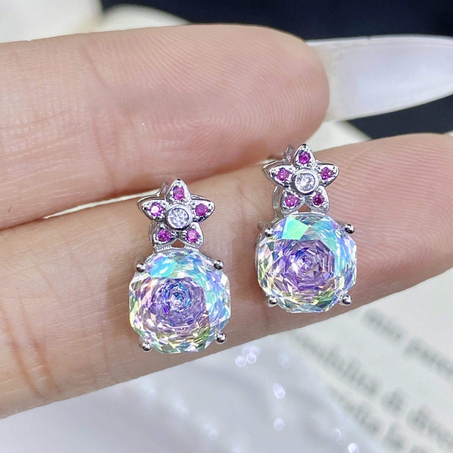 Octagonal rose bracelet necklace earrings ring set
