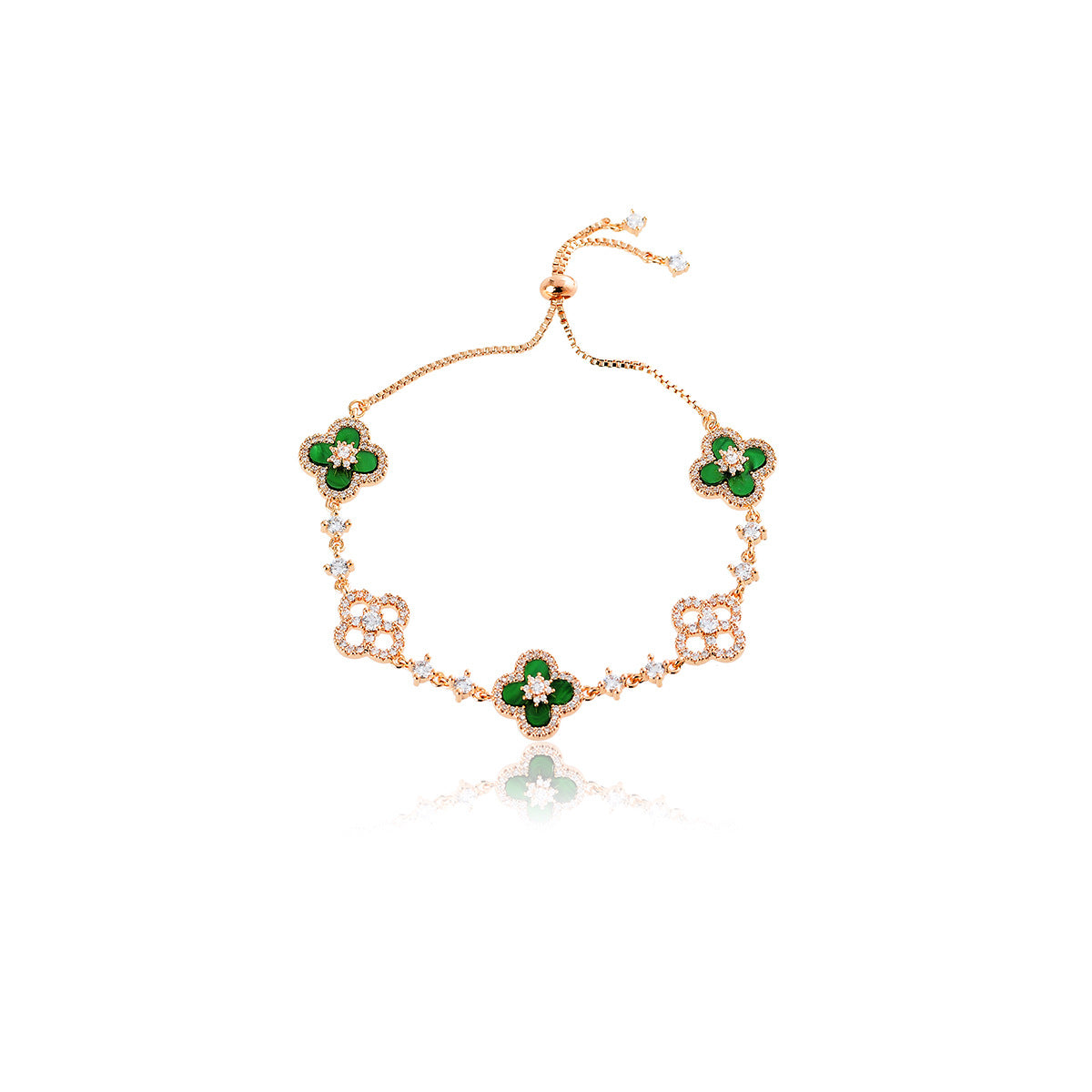 Natural Fritillaria Lucky Clover Bracelet Necklace Set