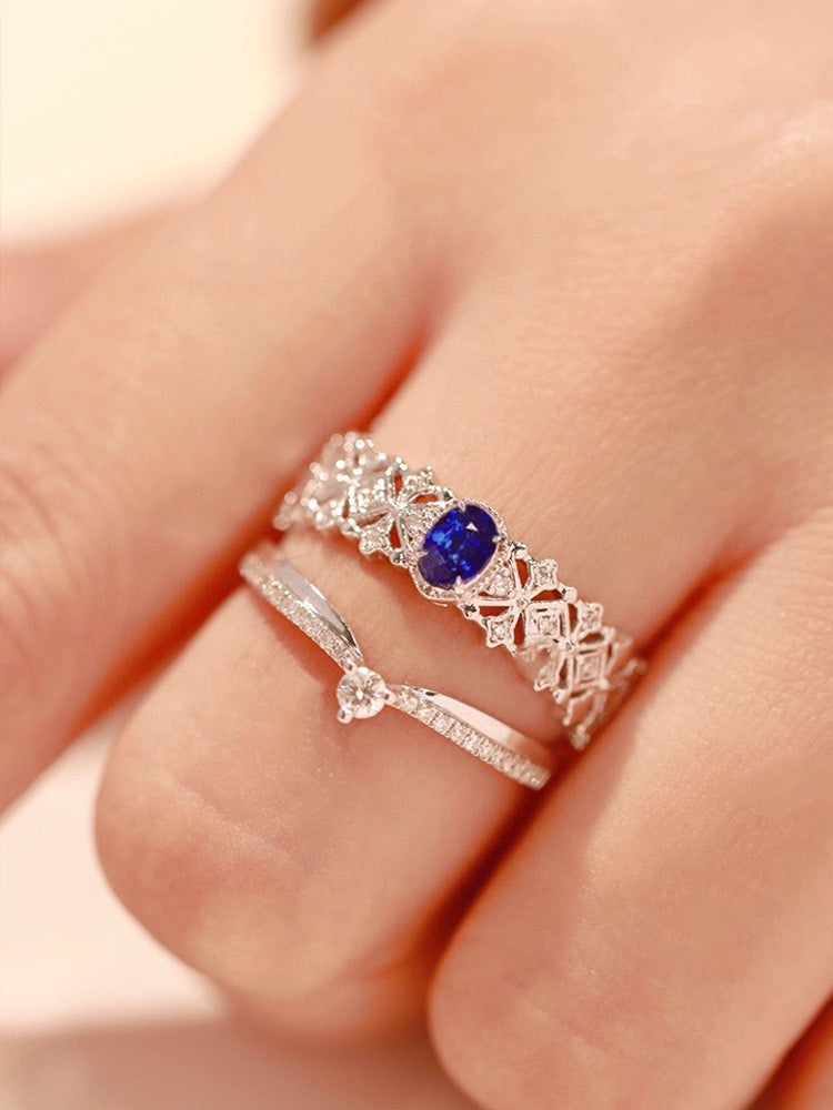 S925 sterling silver vintage sapphire ring