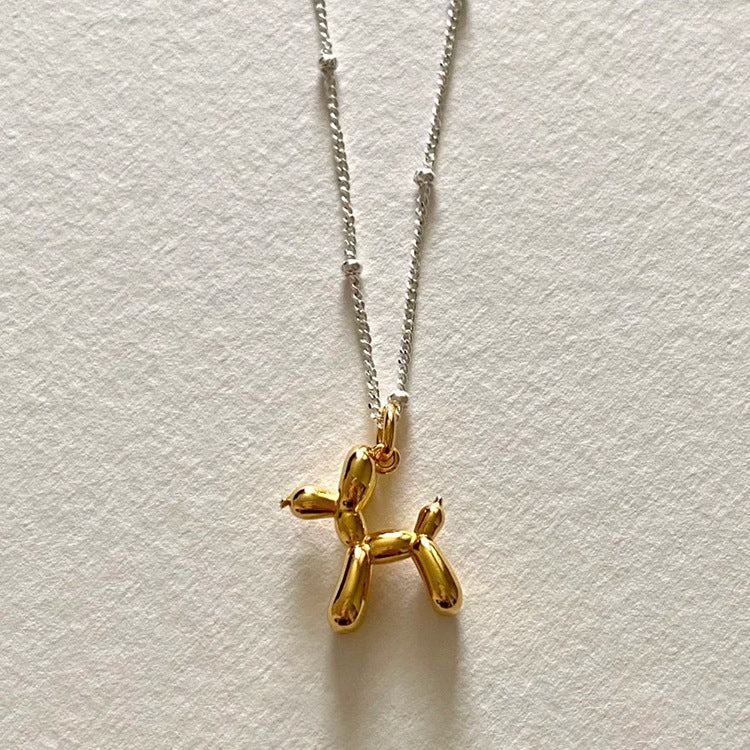 Metal balloon dog pendant necklace
