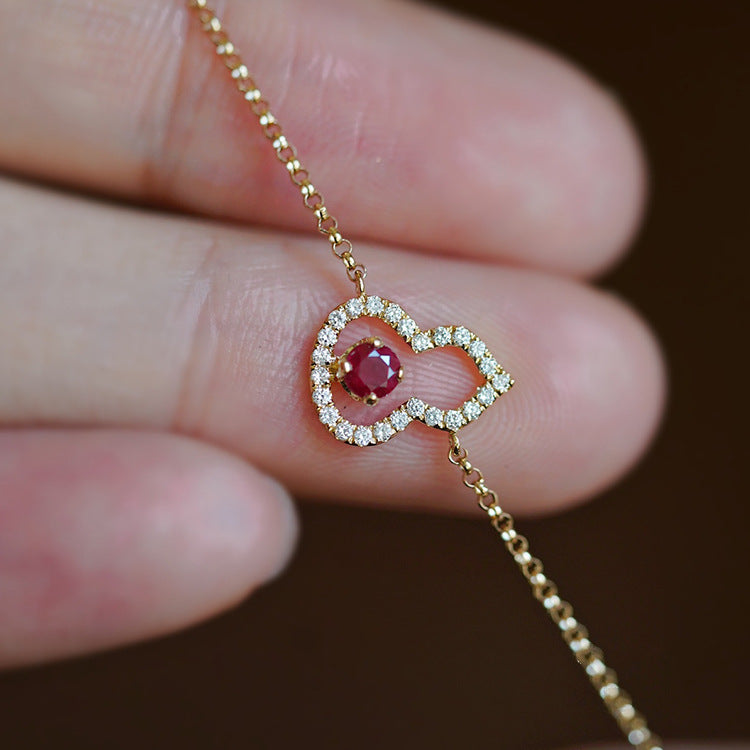 S925 sterling silver 18k gold-plated inlaid zircon gourd necklace bracelet earrings set