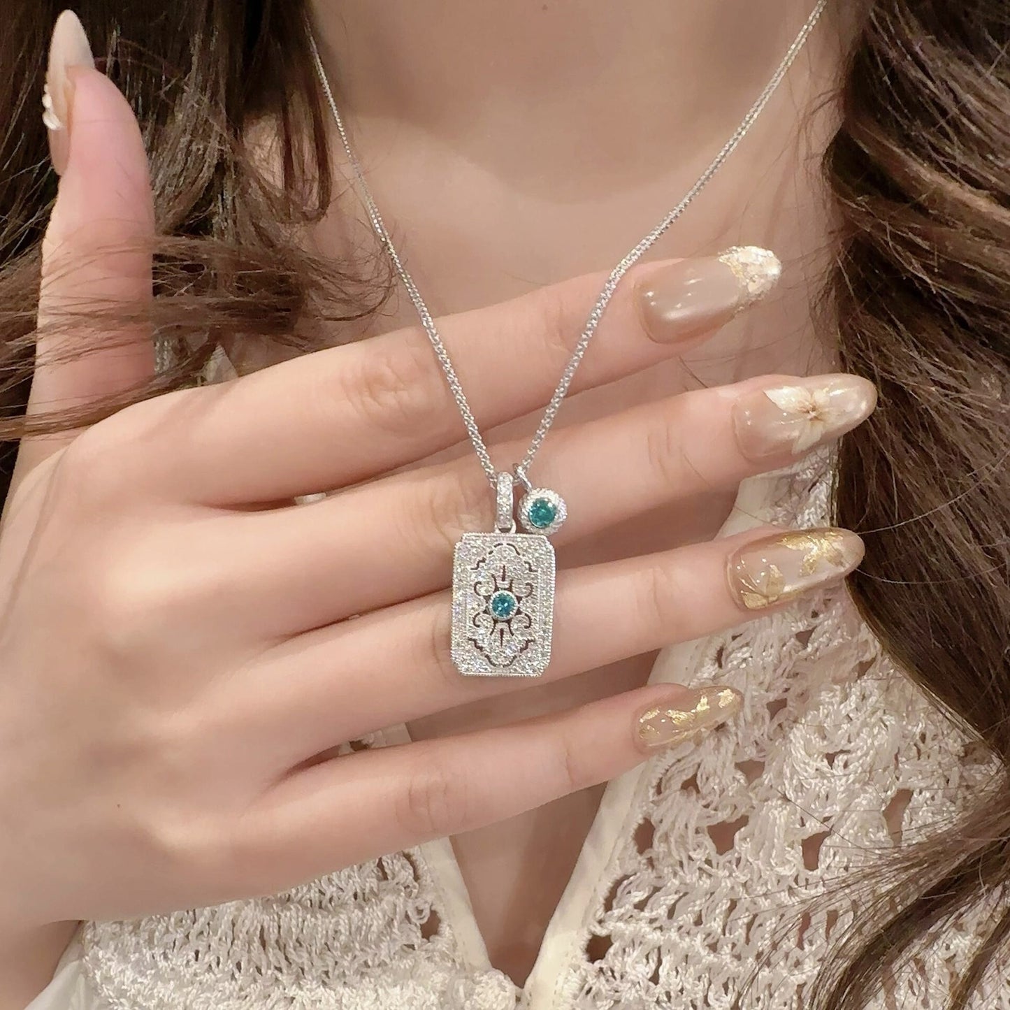 Blue diamond necklace