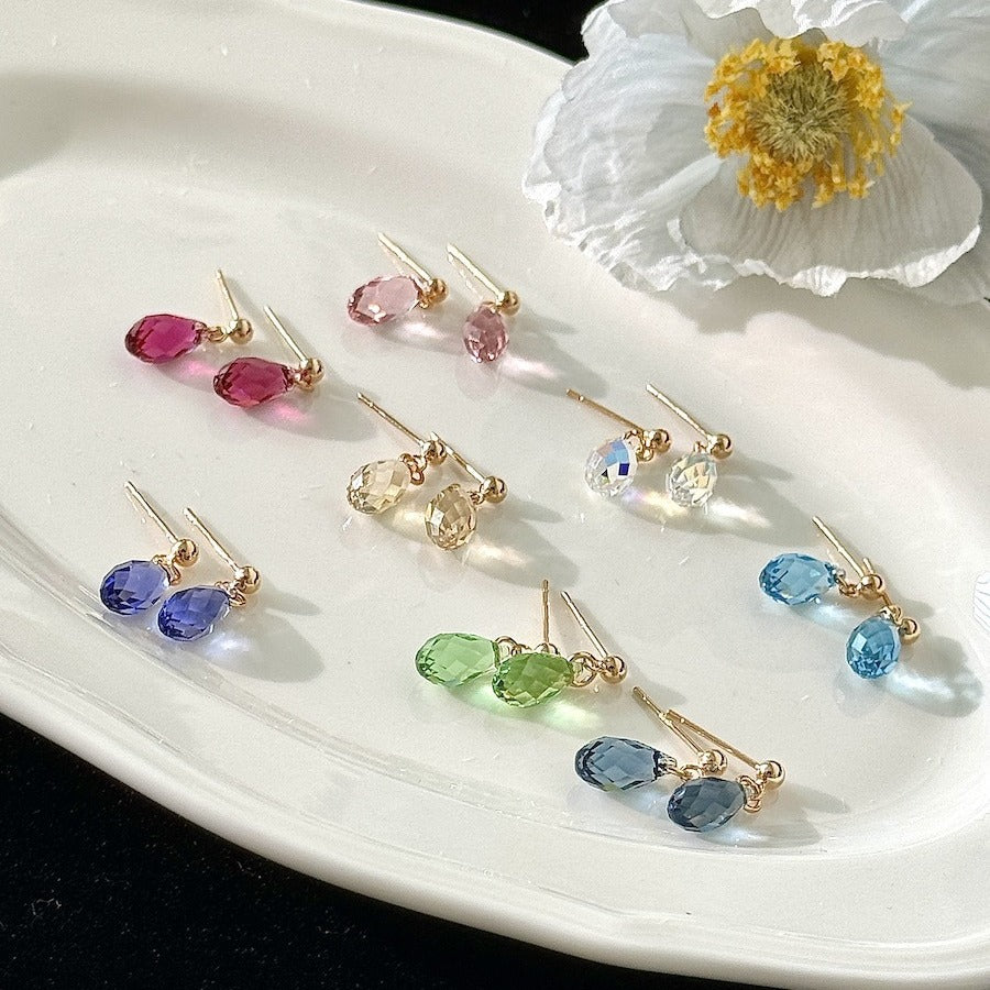 Hand-made Swarovski multicolor crystal earrings S925 silver needle