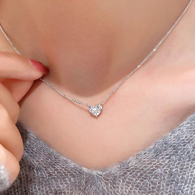 Sterling silver drops of love Mosan stone necklace one carat and two carats
